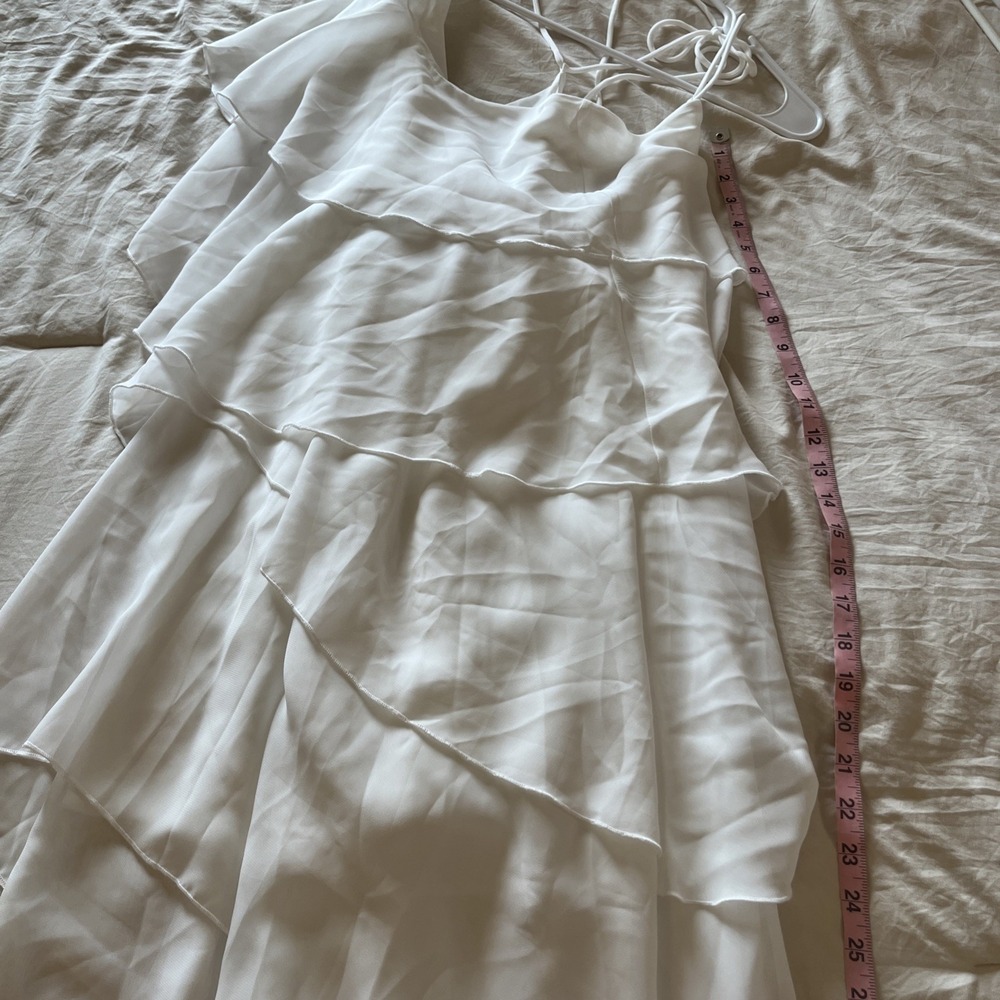 White Layered Ruffle Dress Size Large - Picture 6 of 9